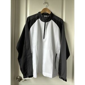 FootJoy Jacket Mens Medium White Gray Black Half Zip Pullover Golf Outdoors